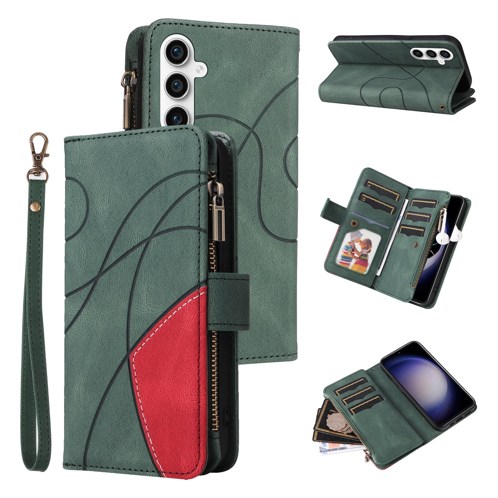 KT Multi-function Series-5 For Samsung Galaxy S23 FE Zipper Wallet Stand Case 9 Card Slots Splicing PU Leather Cover KT Multi-function Series-5 For Samsung Galaxy S23 FE Zipper Wallet Stand Case 9 Card Slots Splicing PU Leather Cover